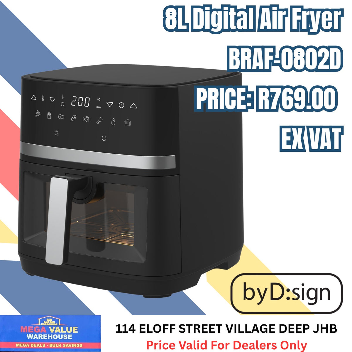 AIRFRYER 8 LITRE BRAF-0802D R769.00