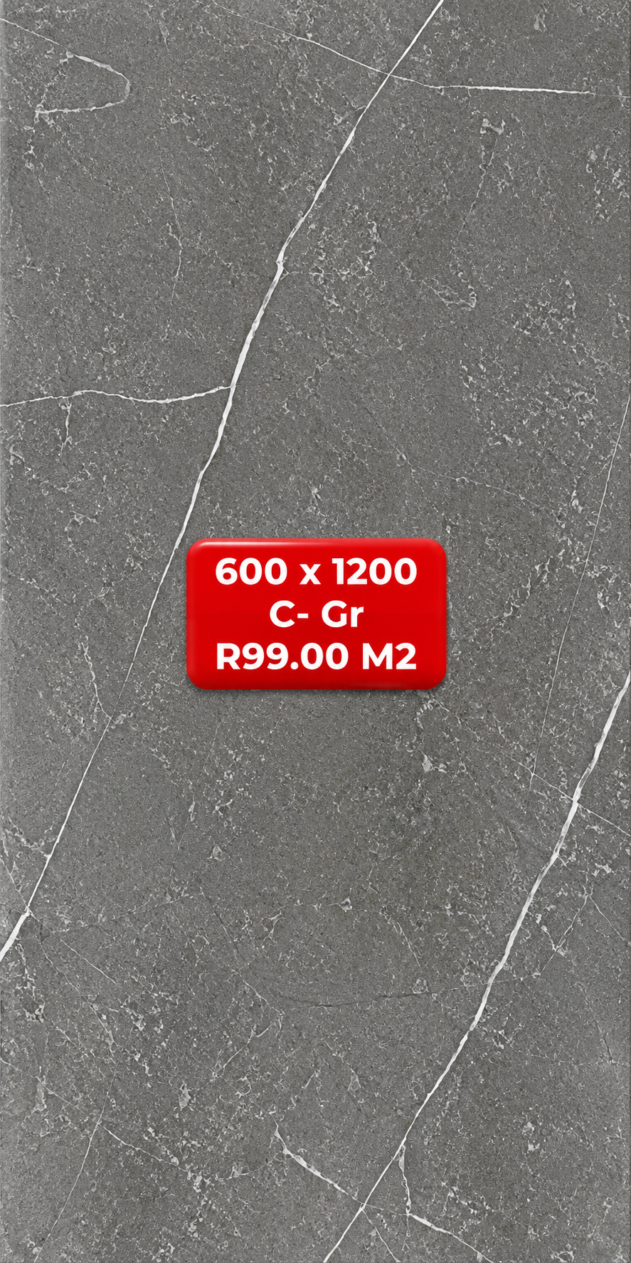 Size 600 x 1200 Porcelain Floor & Wall tiles C- Gr Matte R99 m2