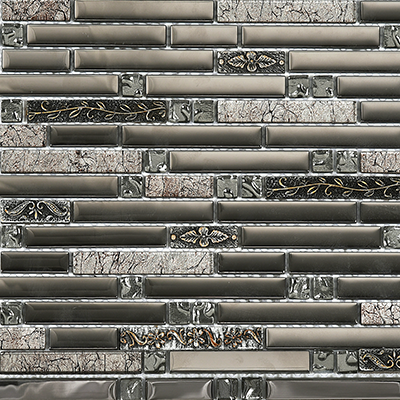 Pewter Floral Interlocking Combo (Wall) 11/Box 295x300mm