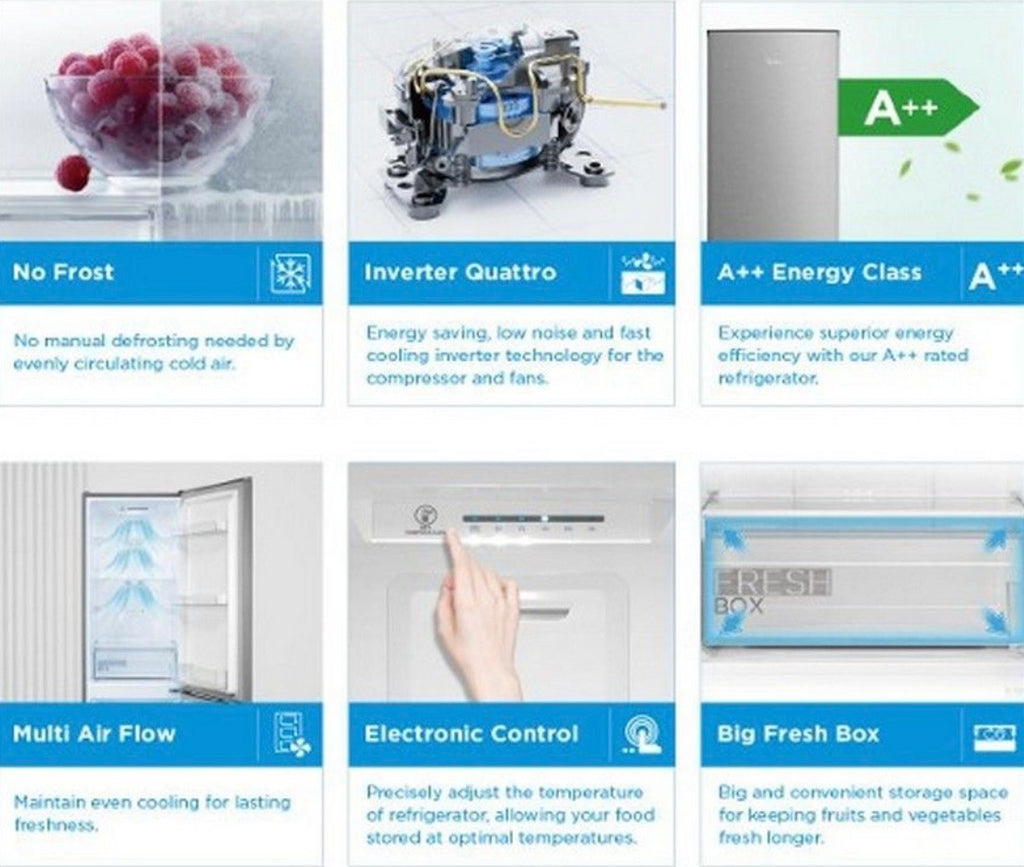 MIDEA FROST FREE FRIDGE/ FREEZER W2634 HD-359RWEN 262 LITRES NEW R6300