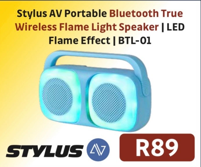 STYLUS AV PORTABLE BLUETOOTH TRUE WIRELESS FLAME LIGHT SPEAKER BTL-01 R89