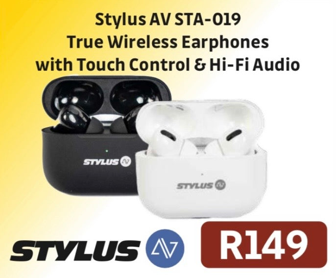 STYLUS AV STA -019 TRUE WIRELESS EARPHONES WITH TOUCH CONTROL & HI- FI AUDIO R149