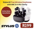 STYLUS AV TRUE WIRELESS EARPHONES WITH ANC & 4 MIC CLARITY R199