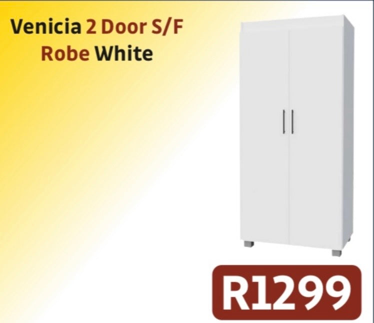 VENETIA 2 DOOR S/F ROBE WHITE R1299