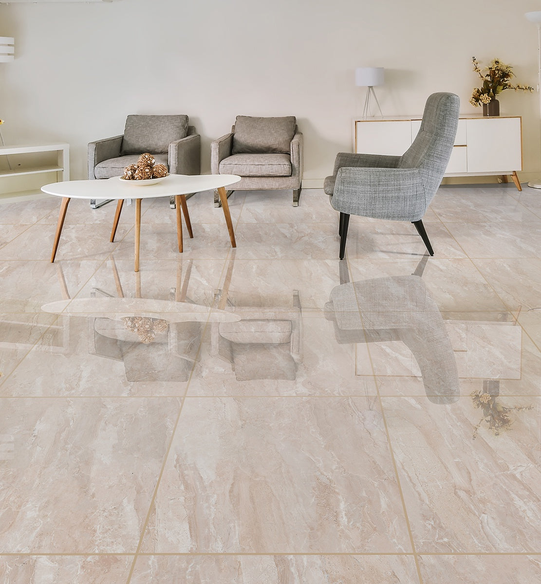 Rhodes Beige R 600X600 A Shiny 2.160m2/Box (3rd Grade)